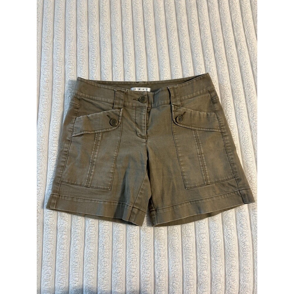Cabi Cargo Shorts Womens 4 Olive Brown Pockets Utility Hiking Summer 7” Inseam